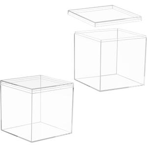 KissYou Acrylic Box Clear Display Box with Lid Transparent Square Cube Storage Containers for Wedding,Birthday Valentine's Day Gift Box (5.9 x 5.9 x 5.9 Inch)