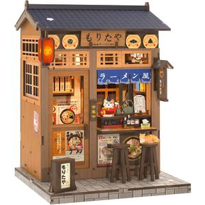 Cutefun Book Nook Kit - DIY Miniature House Kit for Adults, Japanese Tiny House Building Kit with LED, Dollhouse Kit Bookshelf Insert Decor Creative Gifts for Teens and Beginners (Morita Ramen)