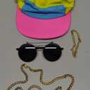 Cindeer 4 Pcs 80 90s Hip Hop Accessories for Women Men Neon Hat Outfit Sunglasses Gold Chain Bracelet for Party