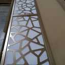 Roundhill Furniture Giyano 4 Panel Screen Room Divider, White Screen with Gold Frame