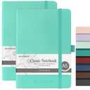 2 x 2Pack Lined Hardcover Journal Notebook, A5 192 Pages 100Gsm Thick Paper College Ruled for School,Note Taking,Work,Diary5.7''*8.3'',Light Green