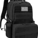 Jueachy Tactical Backpack with Lunch Box for Men: Laptop Compartment Bookbag with lunchbox for Work School Travel for Women Mens Black