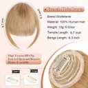 2 x Bangs Hair Clip in Bangs,100% Human Hair Fake Bangs Clip on Bangs Blonde,Faux Bangs Clip in Hair Extensions,French Bangs Fringe With Temples Hairpieces Curved Bangs for Daily Wear