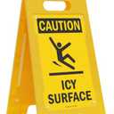 SmartSign 25 x 12 inch “Caution - Icy Surface” Two-Sided Folding Floor Sign with Symbol Black and Yellow