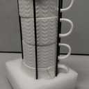 Miamolo Stackable Coffee Mugs, Coffee Mug Set of 4 with Spoons & Stand, 13oz Espresso Cups for Drinks Latte Cappuccino Tea, Coffee Cup for Housewarming Birthday Gift, Dishwasher Safe, White