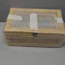 Boho Rattan Display Boxes with Glass Lids, 3 Pcs Large Natural Handwoven Cane Basket, Home Decor Organizers Storage Bins, Natural Finish Display Boxes