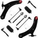 10PCS Suspension Kit Fits for Nissan Rogue 2008 2009 2010 2011 2012 2013, for Rogue Select 2014 2015 Front Lower Control Arm w/Tierod Sway Bar