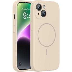 Miracase Designed for iPhone 14 Case, [Upgraded Enhanced Camera Protection], Shockproof Liquid Silicone Case with Microfiber Lining, 6.1 inch, Bean Grey
