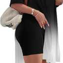 AOMONI 2 piece outfits for Women Short Sleeve Tunic Tops Shorts Sets (S)