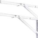 YUMORE 24 Inch Folding Shelf Brackets, Heavy Duty L Bracket, White DIY Collapsible Shelf Bracket for Workbench Folding Table Hinge, Max Load: 330lb, 2 Pack