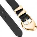 XZQTIVE Women's Leather Belts for Jeans Dress Pants Black Brown Belts for Women Ladies Waist Belts with Gold Buckle (Black)
