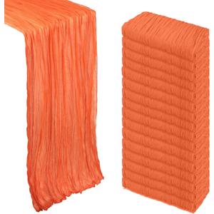 16 Pack Orange Cheesecloth Table Runner 10Ft Spring Gauze Cheese Cloth Table Runner 120 Inch Boho Sheer Rustic Fabric for Holiday Party Decor Baby Shower Wedding Decorations