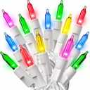 PREXTEX 50 Ct. MultiColor Christmas Tree Lights with White Wire  10 Ft Holiday String Lights for Indoor and Outdoor Use Multicolor Incandescent Christmas Tree Decoration with EndtoEnd Connectors