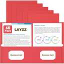 Folders with Pockets, LAYZZ 60 Pack Paper Pocket Folders, 2 Pocket File folders Fits Letter Size Paper, for School Office and Home (Red)