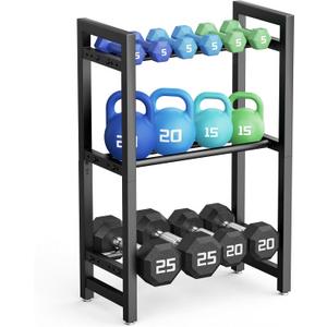 Dumbbell Rack 3-Tier 20 IN Length Adjustable Weight Rack For Home Gym Dumbbells Kettlebell (Rack Only)