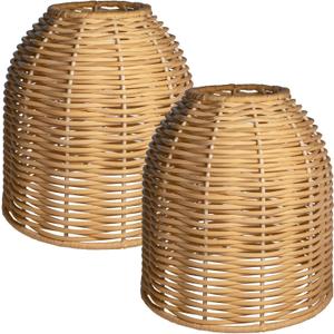 Rattan Lampshade coastal dome shape small lamp shades For Table lamps Hanging lamp pendant light covers replacement traditional shades,set of 2