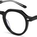 Dollger Blue Light Blocking Glasses For Woman Men Thick Frame Round Non-Prescription Glasses, For Computer Work Gaming (Black)