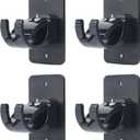 4Pcs Self-Adhesive Curtain Rod Clips, Universal Plastic Curtain Rod Clips, No Drilling,for C urtain Rods up to 40mm (Black) (Curtain Rod Not Included)