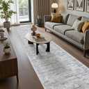 Long Hallway Runner Rug- Carpet Runners for Hallway 12ft, Anti Slip Backing Washable Rug Runner for Bathroom, Entrance, Living Room, Soft Low Pile Modern Rug Runner(2'x12', Grey/Ivory)