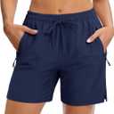 MAGCOMSEN Women's 5" Hiking Shorts UPF 50+ Quick Dry Lightweight Athletic Running Golf Summer Casual Shorts with Pockets (Blue, XL)