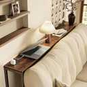 SUPERJARE Console Table with Outlet, 63 Inch Sofa Table with Charging Station, Narrow Entryway Table, Behind Couch Table, for Living Room, Plants - Rustic Brown