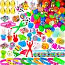 [ 6 Surprise Golden Eggs ] 100 Pack Prefilled Easter Eggs with Assorted Toys Inside, 100 Plastic Easter Eggs Fillers with Fidget Toys, Easter Basket Stuffers Easter Party Favors for Kids Boys Girls