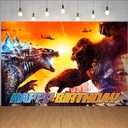 Godzilla Happy Birthday Backdrop, 5x3ft Birthday Banner for Kids Party Supplies Decorations