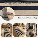 Lahome Elance Striped Easy Jute Kitchen Runner, 2x8 Washable Runner Rug for Hallway Entryway, Farmhouse Non Slip Non Shedding Black Indoor Outdoor Carpet for Entry Porch