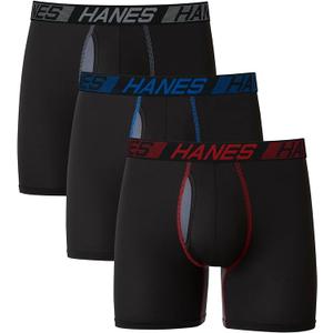 Hanes Mens Total Support Pouch Pack, Xtemp Cooling, Antichafing, Moisturewicking Underwear, Trunks, Boxer Briefs, Regular Leg Black, XLarge US