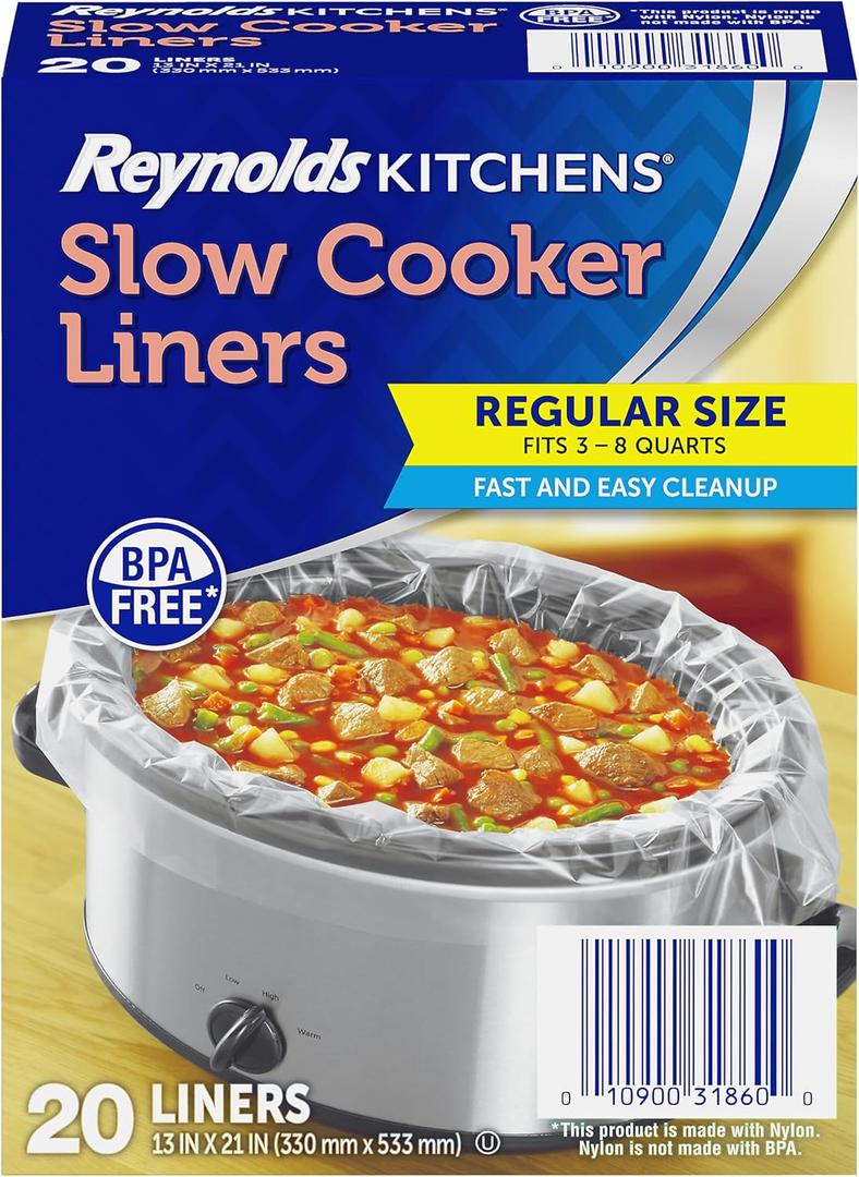 Reynolds Kitchens Slow Cooker Liners, Regular (Fits 3-8 Quarts), 20 Count