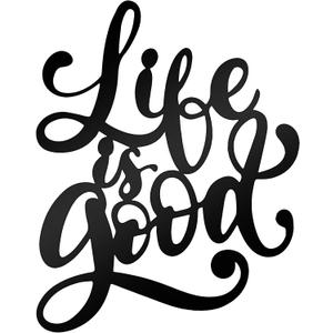 Hotop Black Metal Wall Art Life is Good Patio Iron 3D Word Wall Sign Metal Cutout Sign Vintage Hollow Art Hanging Decor for Modern Rustic Farmhouse Front Door Indoor Outdoor Living Room Bedroom
