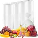 12" x 20" Clear Plastic Produce Bag on a Roll, Food Storage Bags for Vegetables, Bread, Fruits and Meat, Easy To Tear, Continuous Roll- 350 Bags/Roll - [4 Rolls]