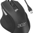 acer Wired Mouse, 4 Adjustable DPI USB Computer Mouse with Side Buttons, 5FT Cord, 6 Buttons, 3200 DPI, Compatible with Laptop, iMac, PC, Desktop