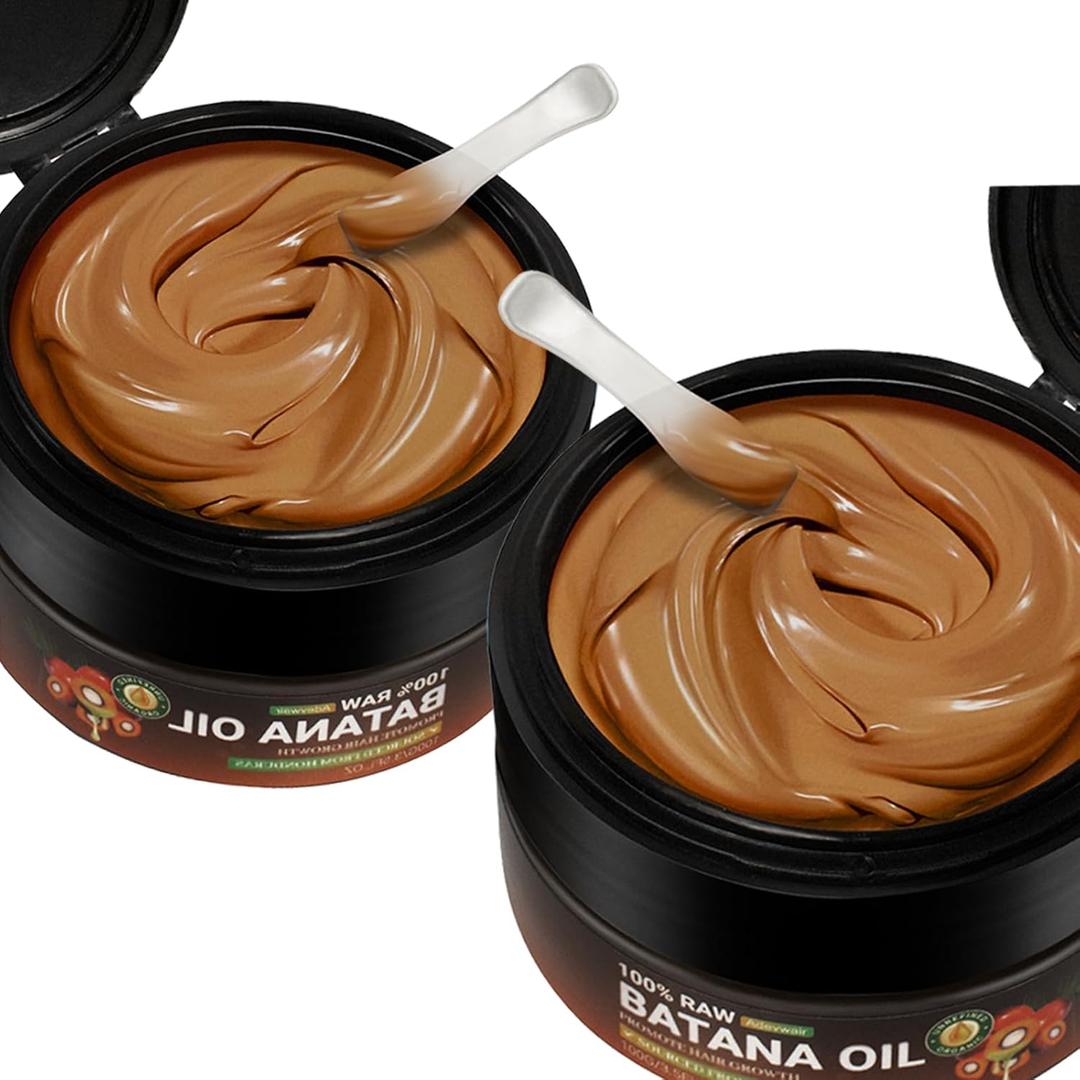 Batana Oil for Hair Growth, Pure Organic Natural Ingredients from Honduras Reduces Hair Loss, Enhances Thickness, Moisturizes Scalp, 2 Pack