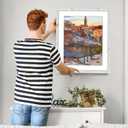 Rustic White 20x24 Frame - Single Frame, 20 x 24 Poster Frame with Mat for 16x20, Picture Frames for Artwork, Puzzles, Photos and Movie Posters
