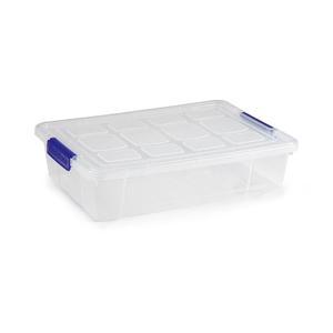 Plastic Food Trays Transparent With Blue Contracts, Size Length 20in, Height 7in, Width 14in 3 Piece