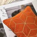 Aeckself 12 x 20 Inch Orange Gold Plaid Geometric Stripes Embroidery Velvet Cushion Case Luxury Modern Rectangle Decorative Throw Pillow Cover Pillowcase for Couch Living Room Bedroom Car
