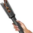 LA MAESII Automatic Rotating Curling Iron, Hair Curler with 3 Temps Fast Heating, 2-Way Rotating 1 Inch Curling Wand, Ceramic Coating, Ionic, Anti-Scald, Anti-Tangle, Dual Voltage Auto Shut-Off (Gray)