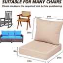 24X24-2set,Outdoor Chair Cushions, 30D High-Density Foam Patio Chair Cushions, Water-Resistant UV 2000H Color Fastness Outdoor Seat Cushions for Patio Furniture Sofa,Khaki with White Trim
