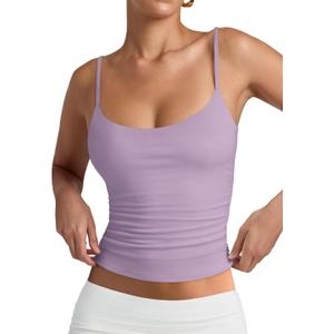 PINKMSTYLE Women's Basic Double Lined Scoop Neck Tank Tops Adjustable Cami Tank Summer Sleeveless Tops (XX-Large, Lavender)