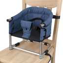 Booster Seat for Dining Table, 3-in-1 Portable Toddler Booster Chair with Safety Buckle, Height Adjustable & Foldable Baby Feeding Seat, Travel High Chair with Storage Pocket - Navy Blue