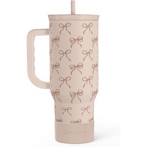 Bow Tumbler with Handle and Straw 40oz  Stainless Sleel Slider Tumbler Travel Coffee Mug for Women - Gift Idea for Birthday Christmas