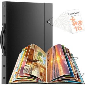 Puzzle Storage Book Folder for 500-1000 Pieces, Large Jigsaw Storage Binder with 24 HD Clear Pockets & 16 Saver Sheets, Completed Puzzle Organizer Keeper Album, Portable Portfolio Case, Gift for Mom