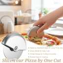 ElevateTech Pizza Cutter Wheel with Safety Blade Handheld Pizza Slicer for Cutting Through Pizzas, Crusts, Pies, Stainless Steel Pizzas Cutters with Comfort Grip, Easy Cleaning Dishwasher Safe, Silver
