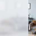 LUTE Window Privacy Film, Frosted Glass Window Film for Bathroom, Static Cling Removable Heat Control Glass Coverings, Non Adhesive Opaque Door Sticker for Home Office (Pure, 35.4" x 78.7")