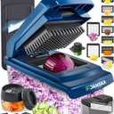 UltraChop All-in-One Vegetable Chopper, Veggie Food Chopper with Container, Spiralizer, Mandoline Slicer Dicer, Onion Mincer, French Fry And Salad Cutter, Home Essentials & Kitchen Gadgets (Blue and Gray)