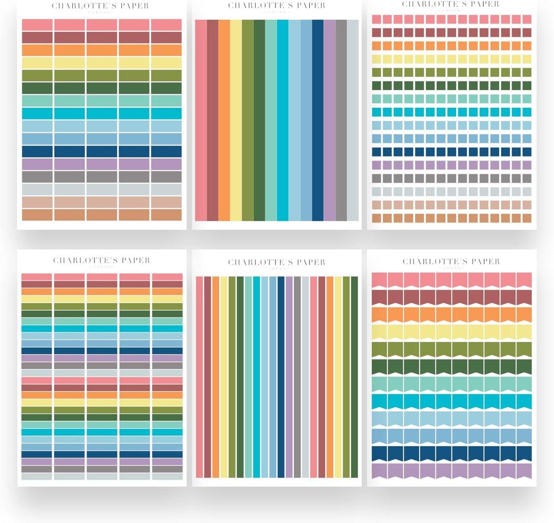 Grid Hobonichi Planner Sticker Kit, 6 Page Bundle, Dot Notebook Everyday Planning Stickers, Weeks Planning Stickers, 614 Stickers, Transparent Removable, Multicolor