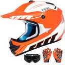 ROOZO Youth Dirt Bike Helmet DOT Approved, Kids Motocross Full Face Helmet with Adjustable Goggles Riding Gloves & Storage Bag, Off-Road Sport Gear Set for Boys Girls ATV UTV, Small
