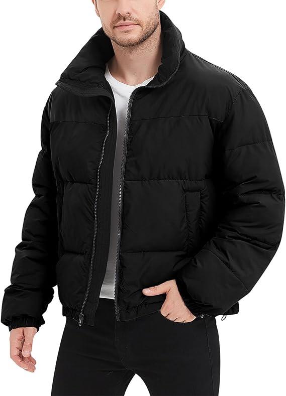 Flygo Mens Puffer Jacket Winter Coats Water Resistant Long Sleeve Zip Up Lightweight Quilted Down Jackets Size L