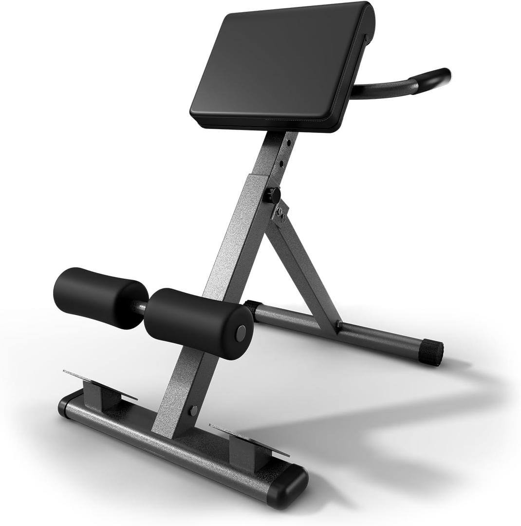 Roman Chair Hyperextension Bench Adjustable Back Extension Machine for Glutes, Hamstrings & Lower Back Foldable Multi-Purpose Workout Equipment for Home Gym